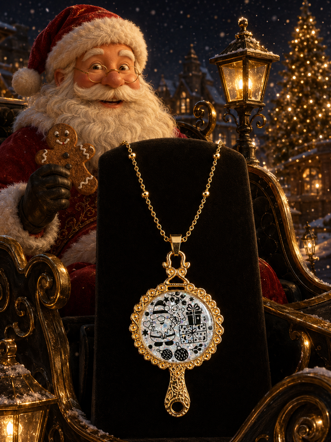 Collier Féerie de Noël Fluorescent – Création Artisanale Plaquée Or 18 Carats