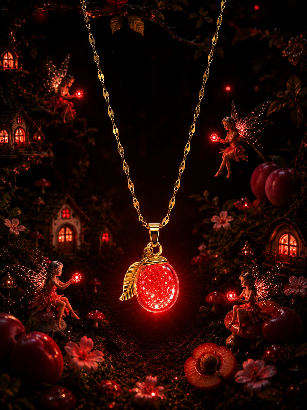Collier Prune Rouge — Éclat des Fées