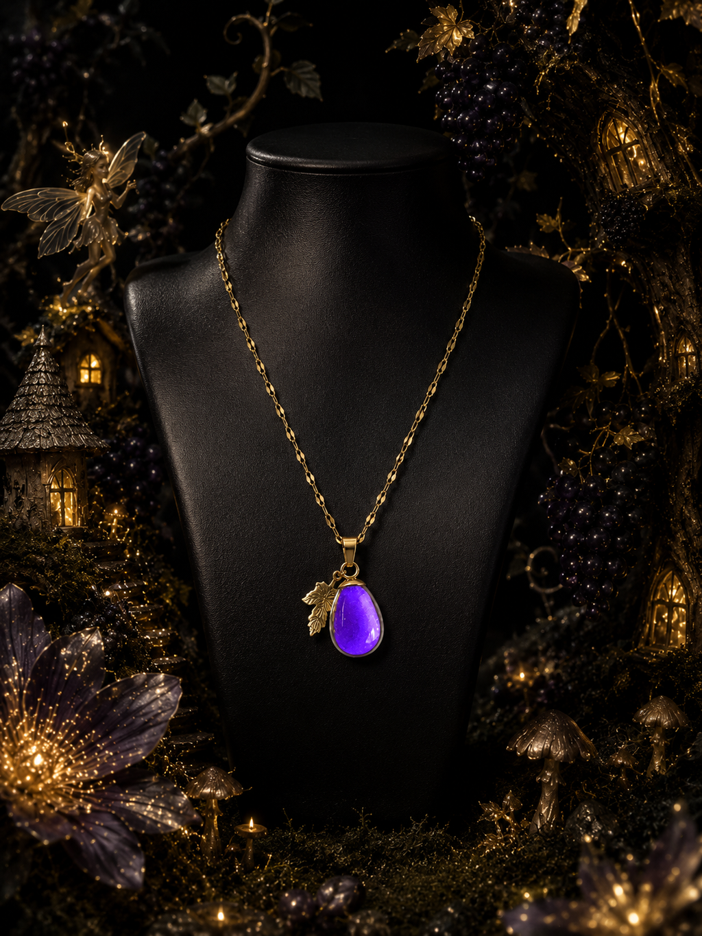 Collier petit raisin Mauve — Grappe Enchantée