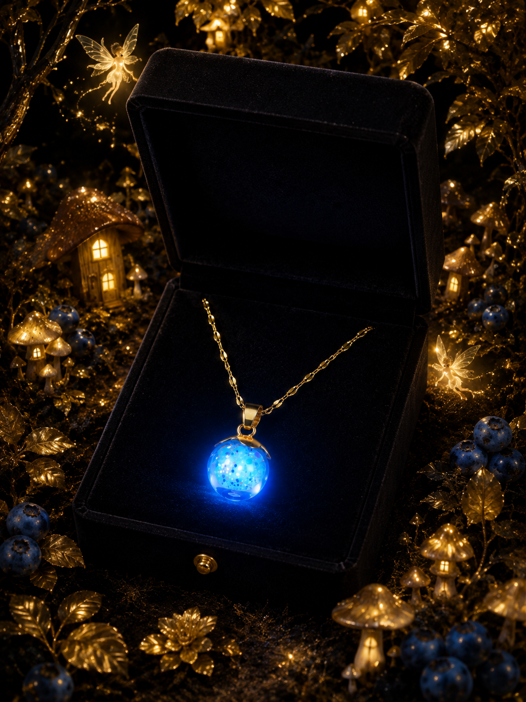 Collier Myrtille Bleue — lumière de topaze