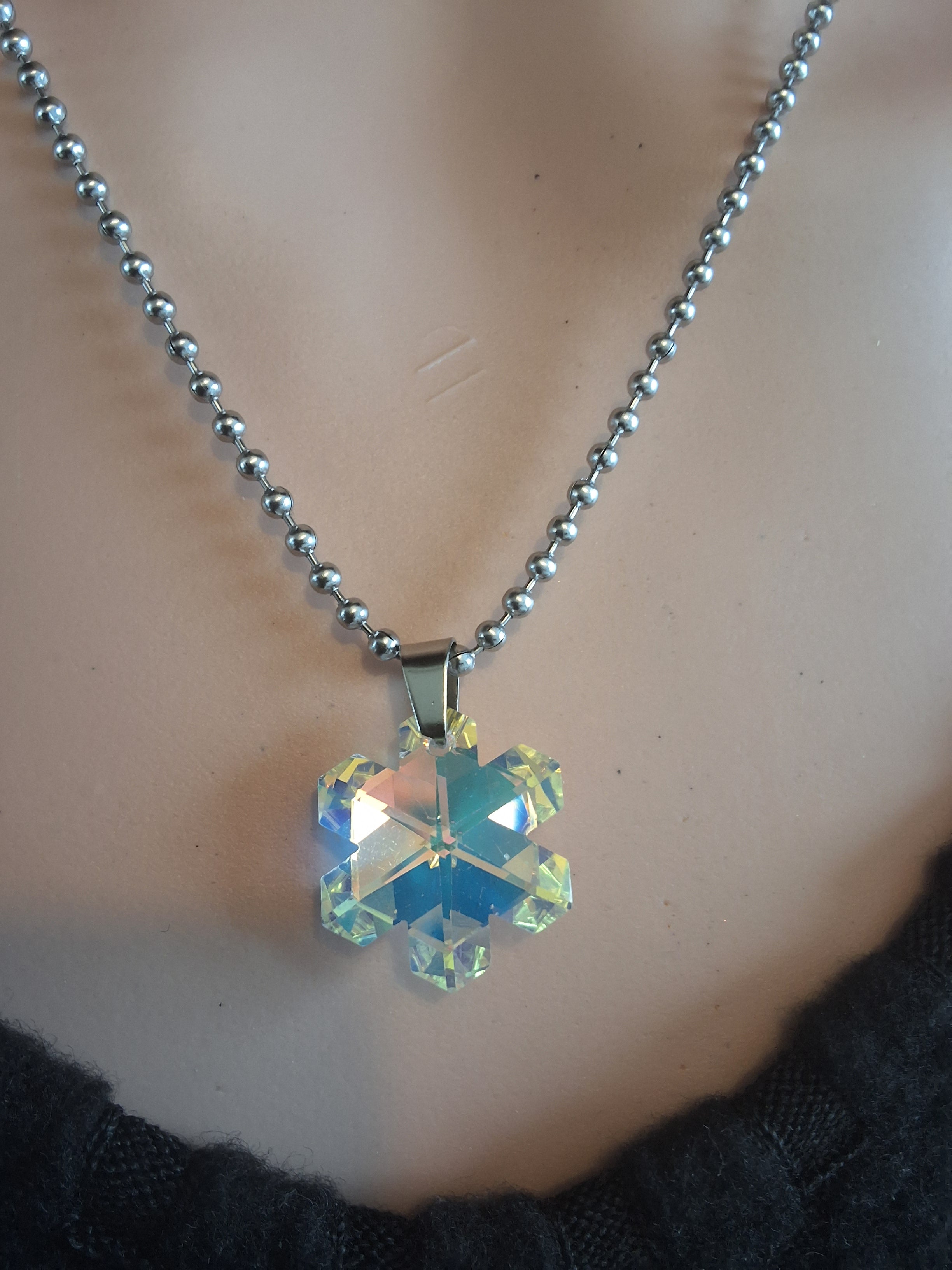 Collier gros flocon 2 en cristal argent