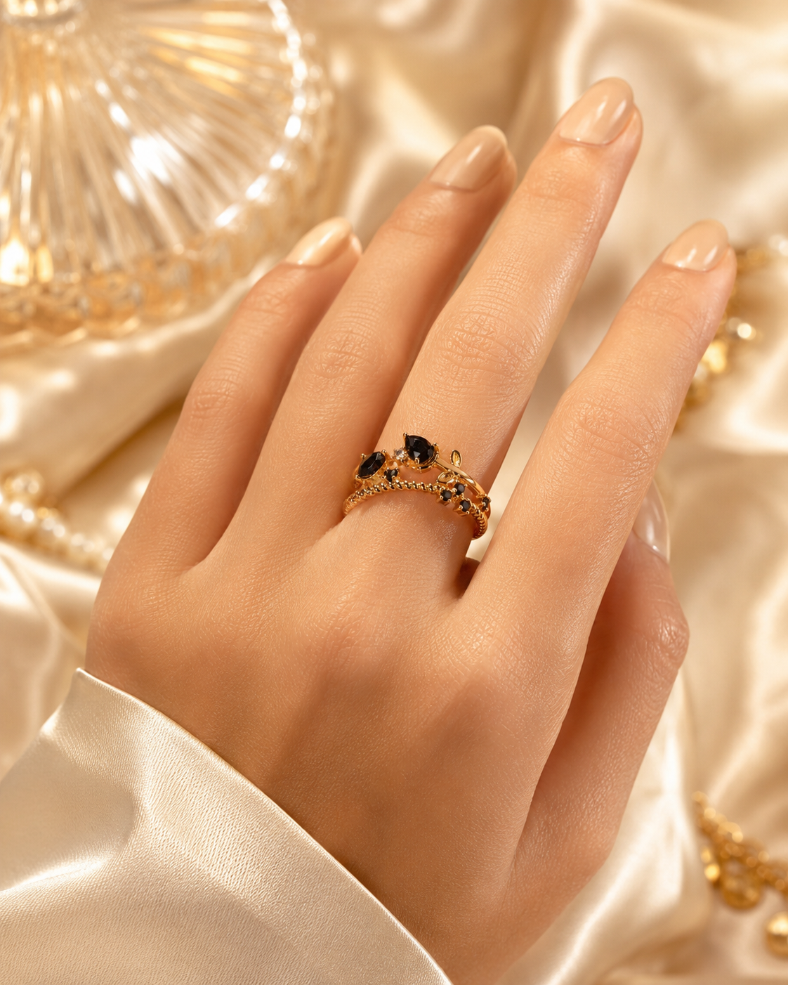 Bague rose nocturne