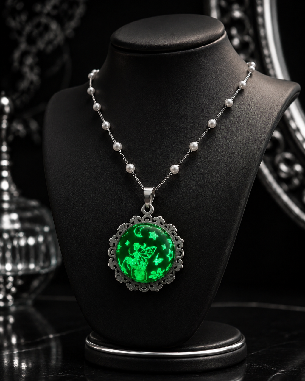 Collier rond à dentelle moyenne perle blanche de la fée penny 2