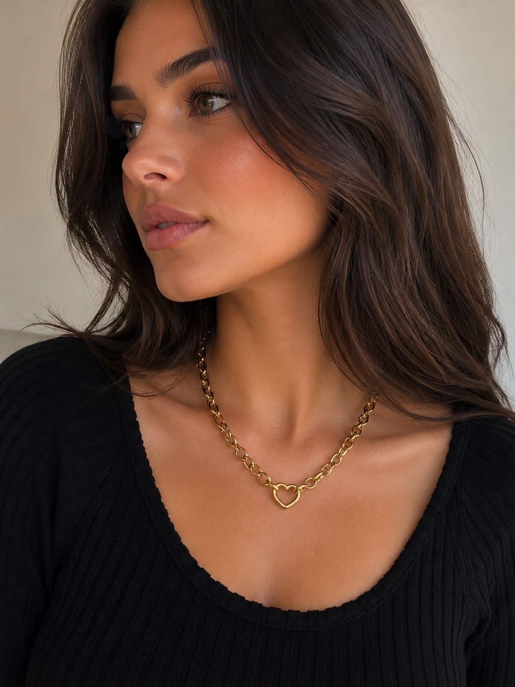 Collier cœur en acier or
