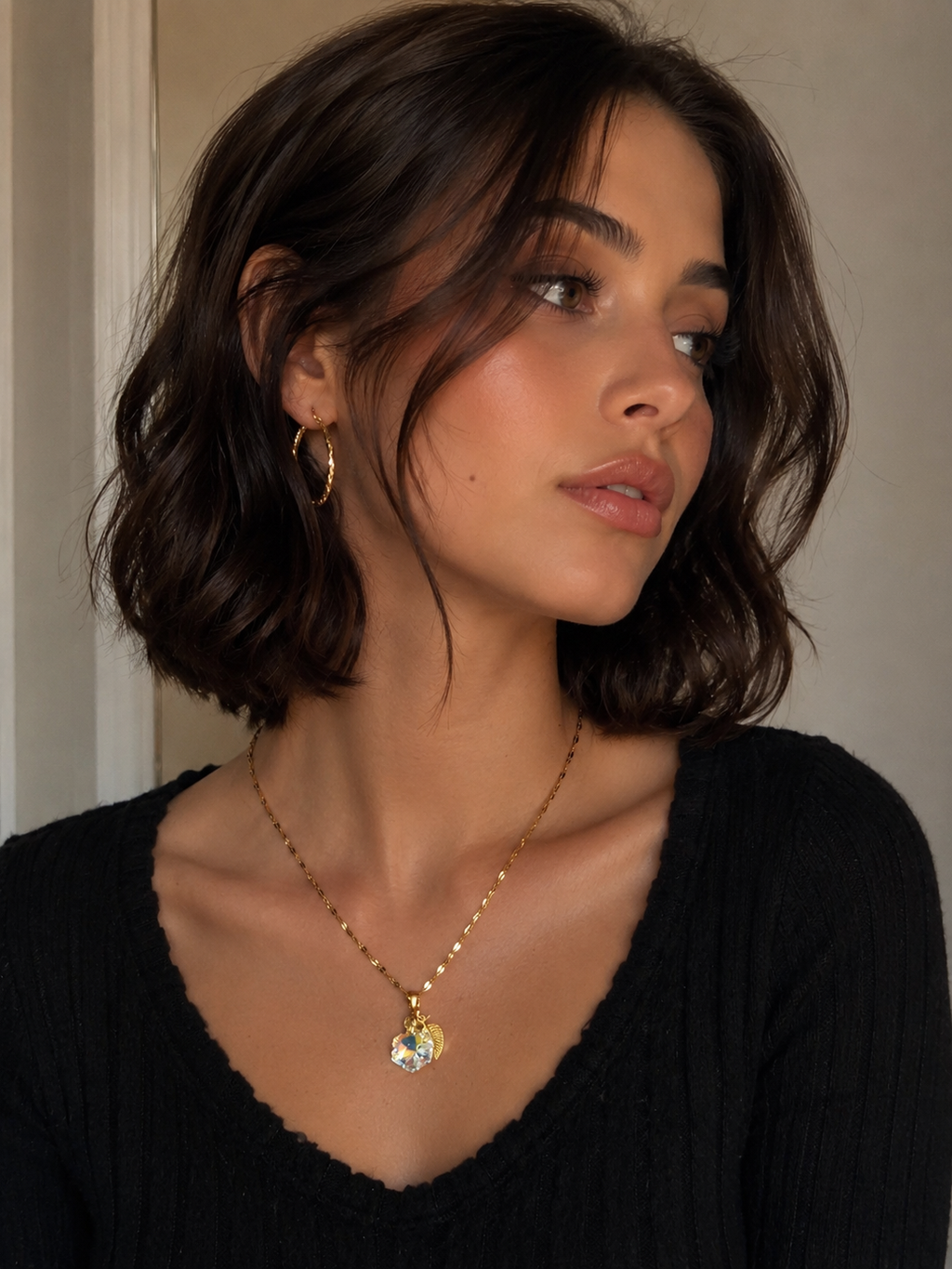 Collier fleur pissenlit en cristal or