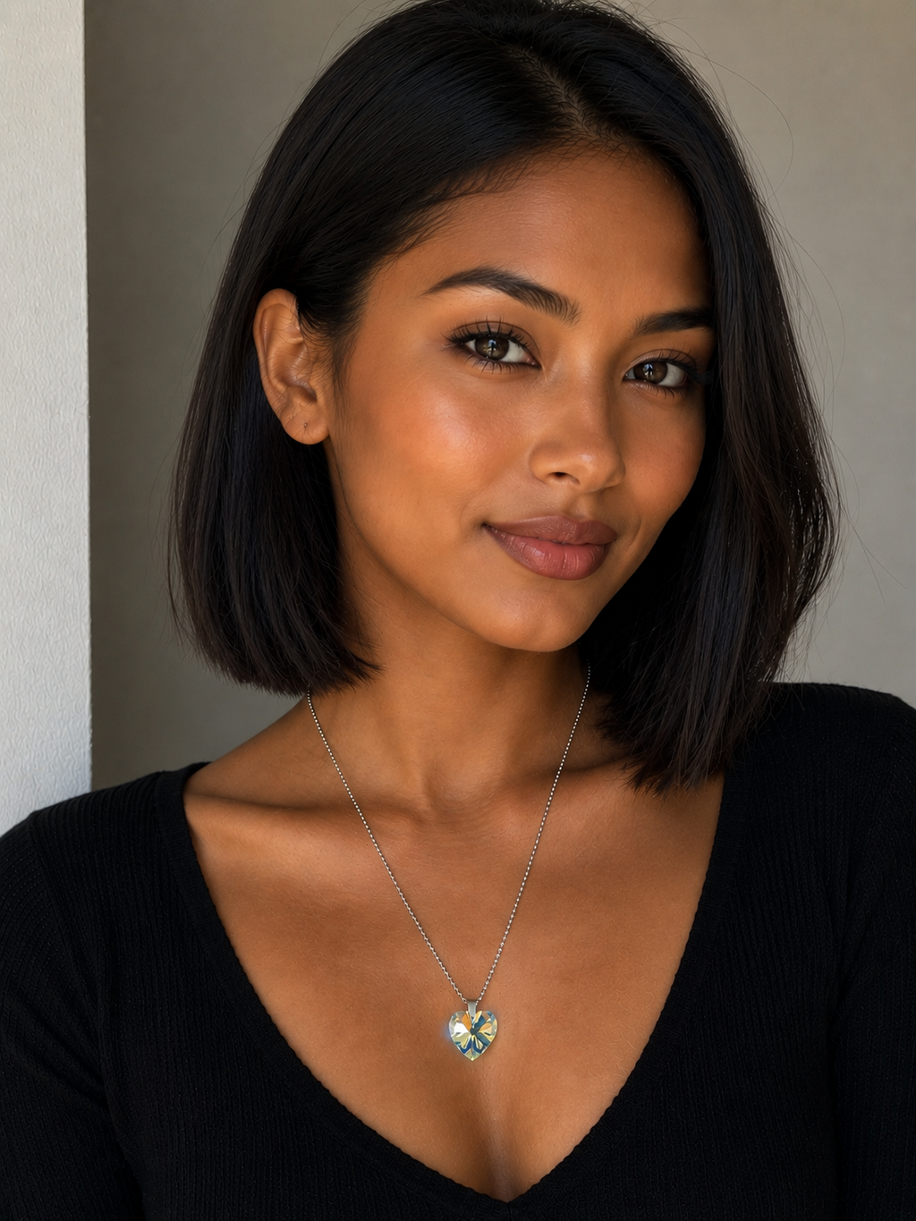 Collier petit cœur en cristal argent