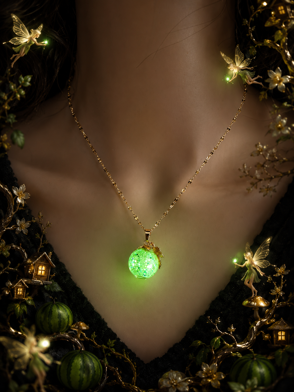 Collier Melon Vert — Jardin Enchanté