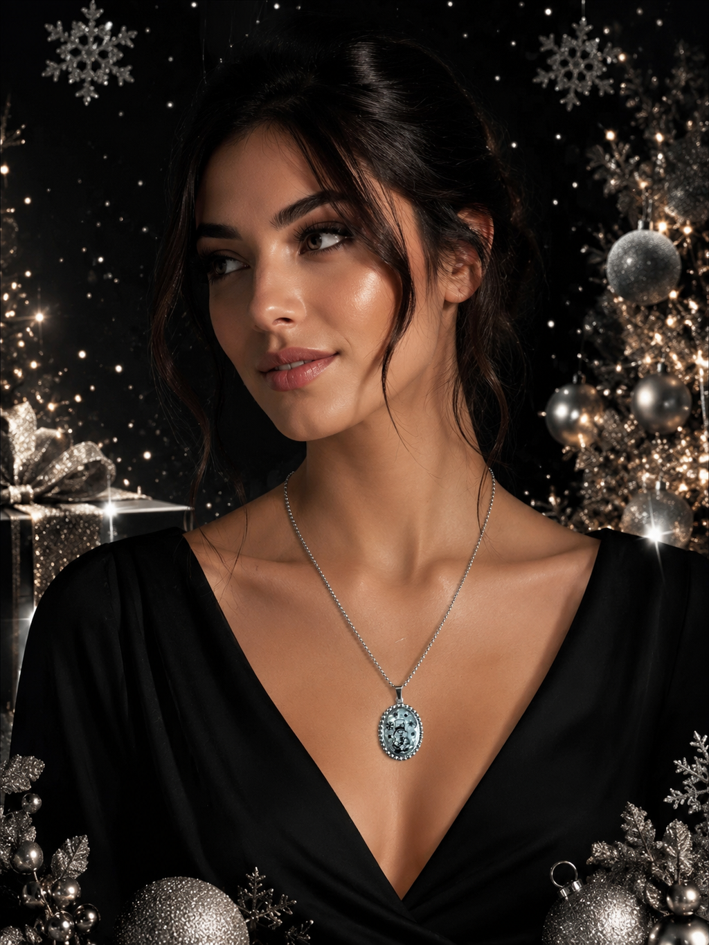 Collier Lutin du Père Noël – Magie Fluorescente bleu