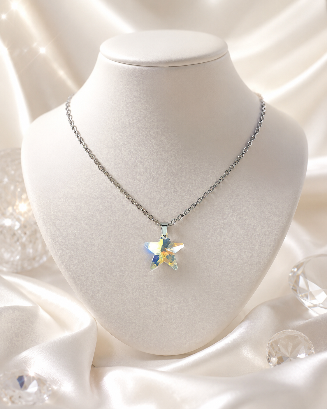 Le collier étoile céleste en cristal argenté ...