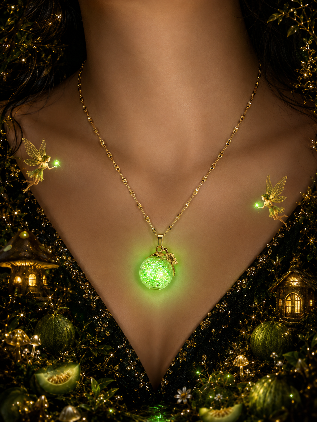 Collier Melon Vert — Jardin Enchanté