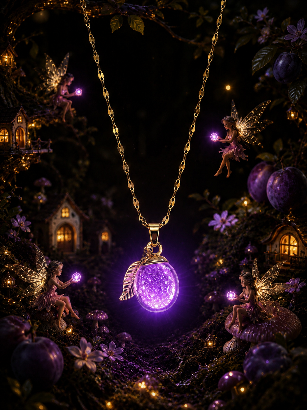 Collier Prune Violette — Nuit Enchantée
