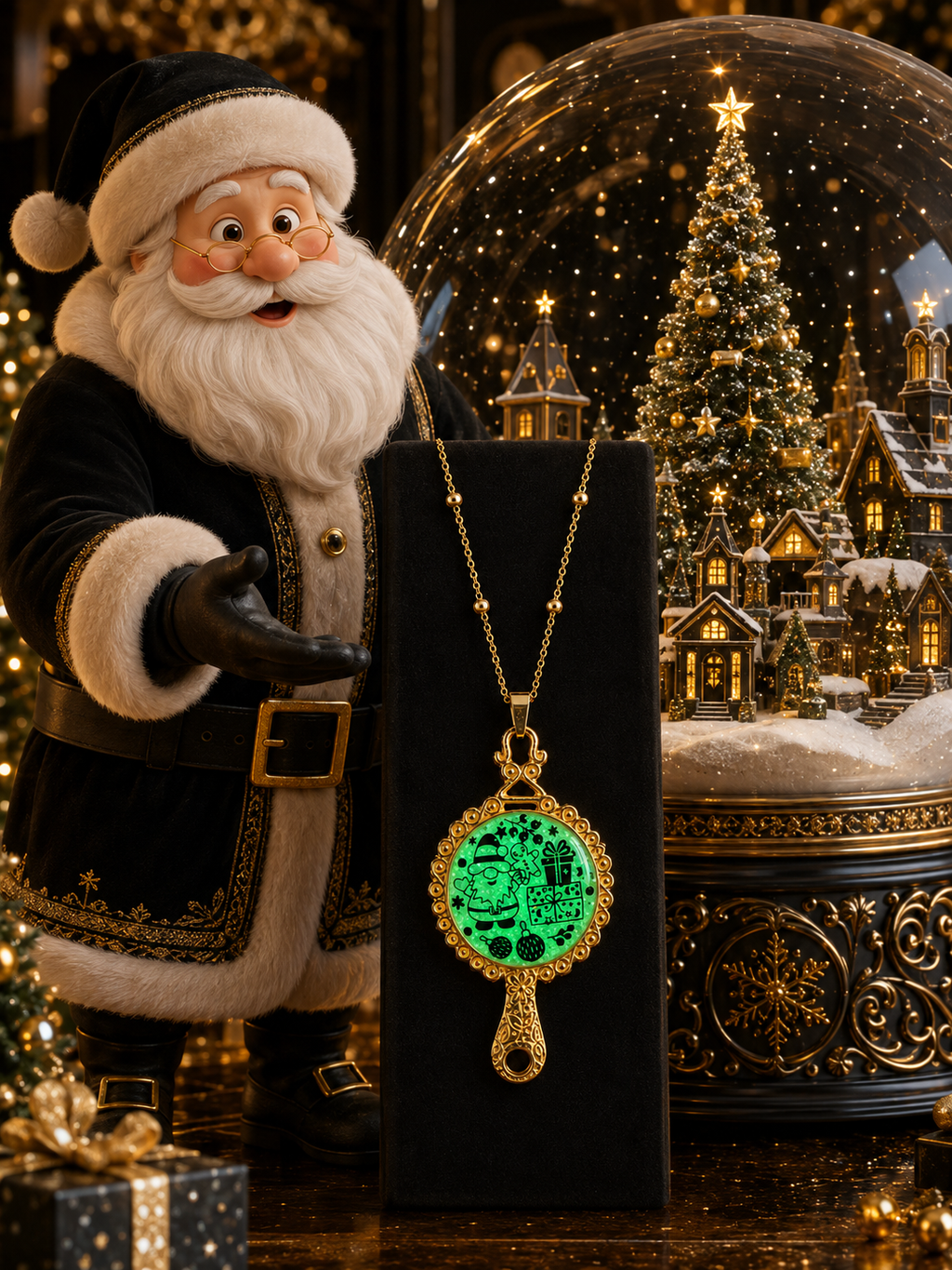 Collier Féerie de Noël Fluorescent – Création Artisanale Plaquée Or 18 Carats