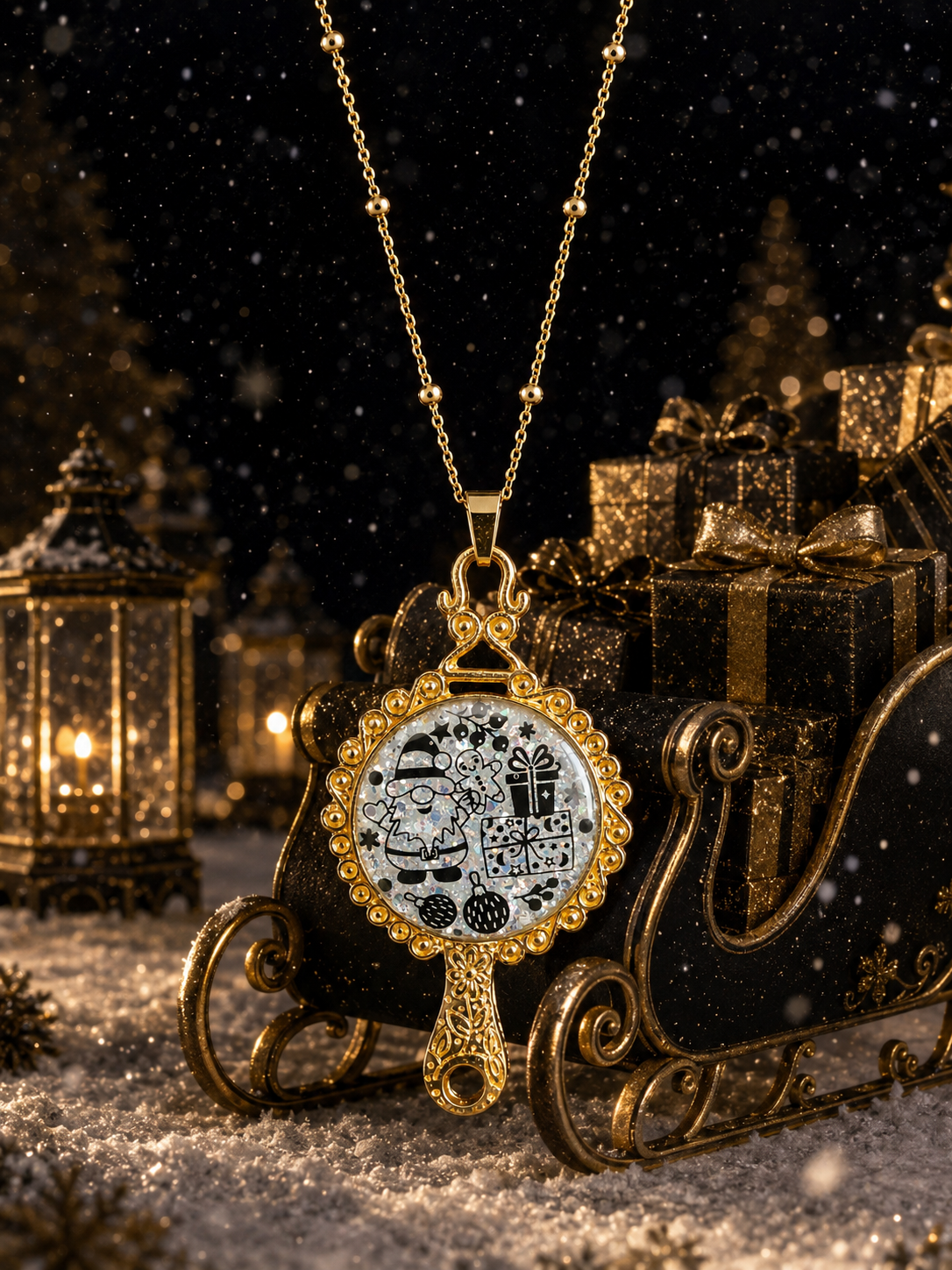 Collier Féerie de Noël Fluorescent – Création Artisanale Plaquée Or 18 Carats
