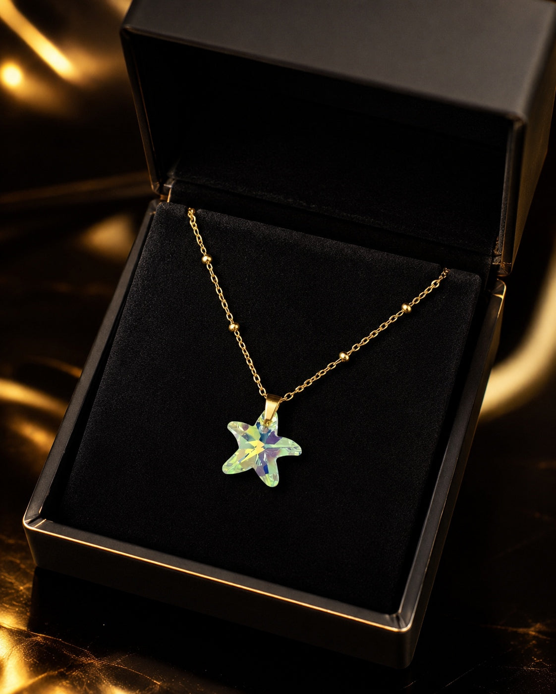 Le collier petite étoile de mer en cristal doré