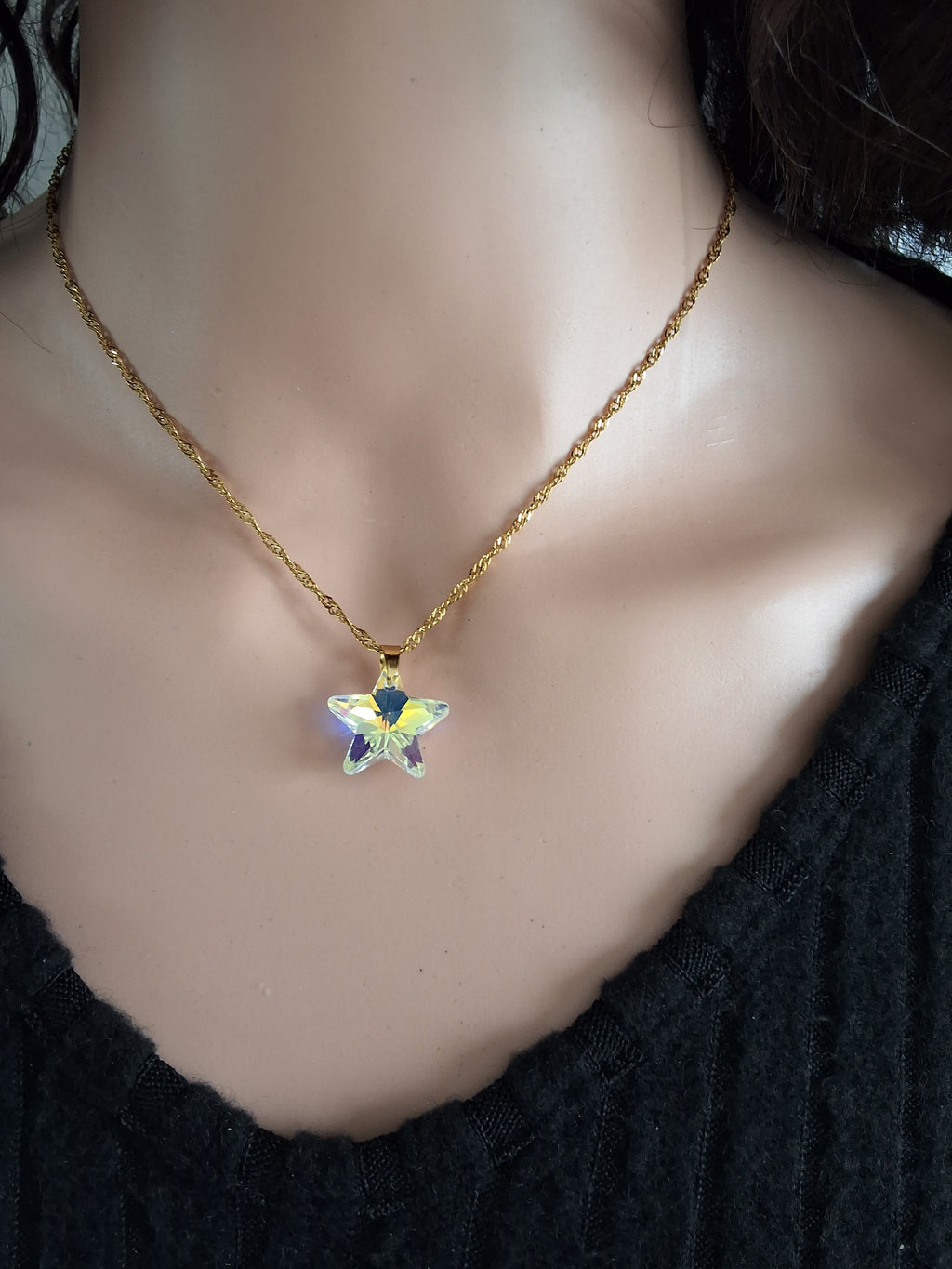 Collier étoile en cristal or