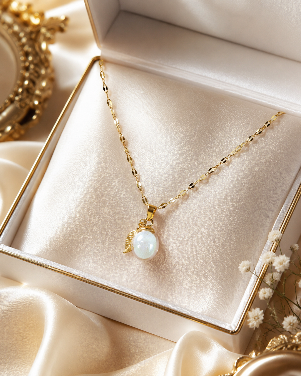 Collier or enchanté prune magique des fées