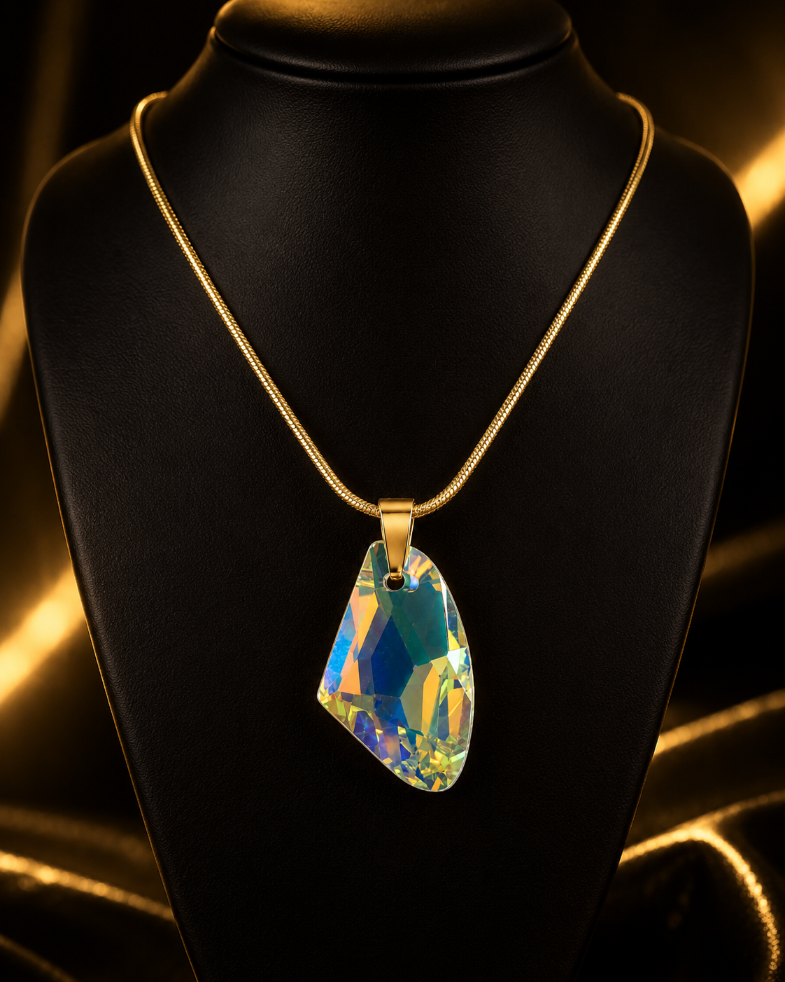 Le collier ailes d’ange en cristal doré