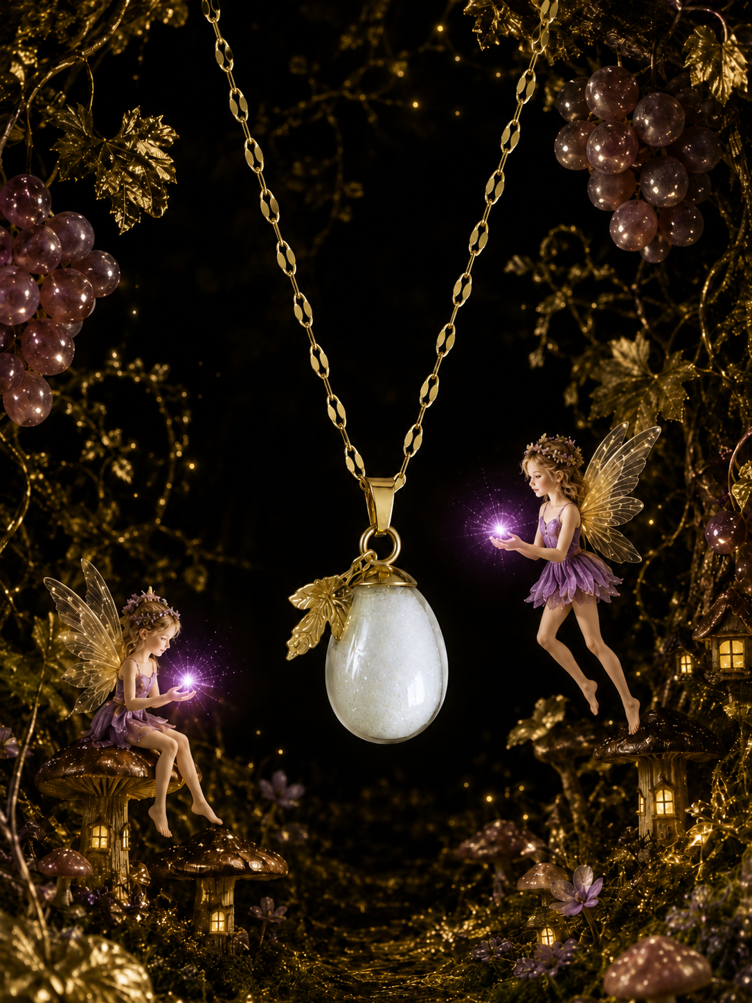 Collier petit raisin Mauve — Grappe Enchantée