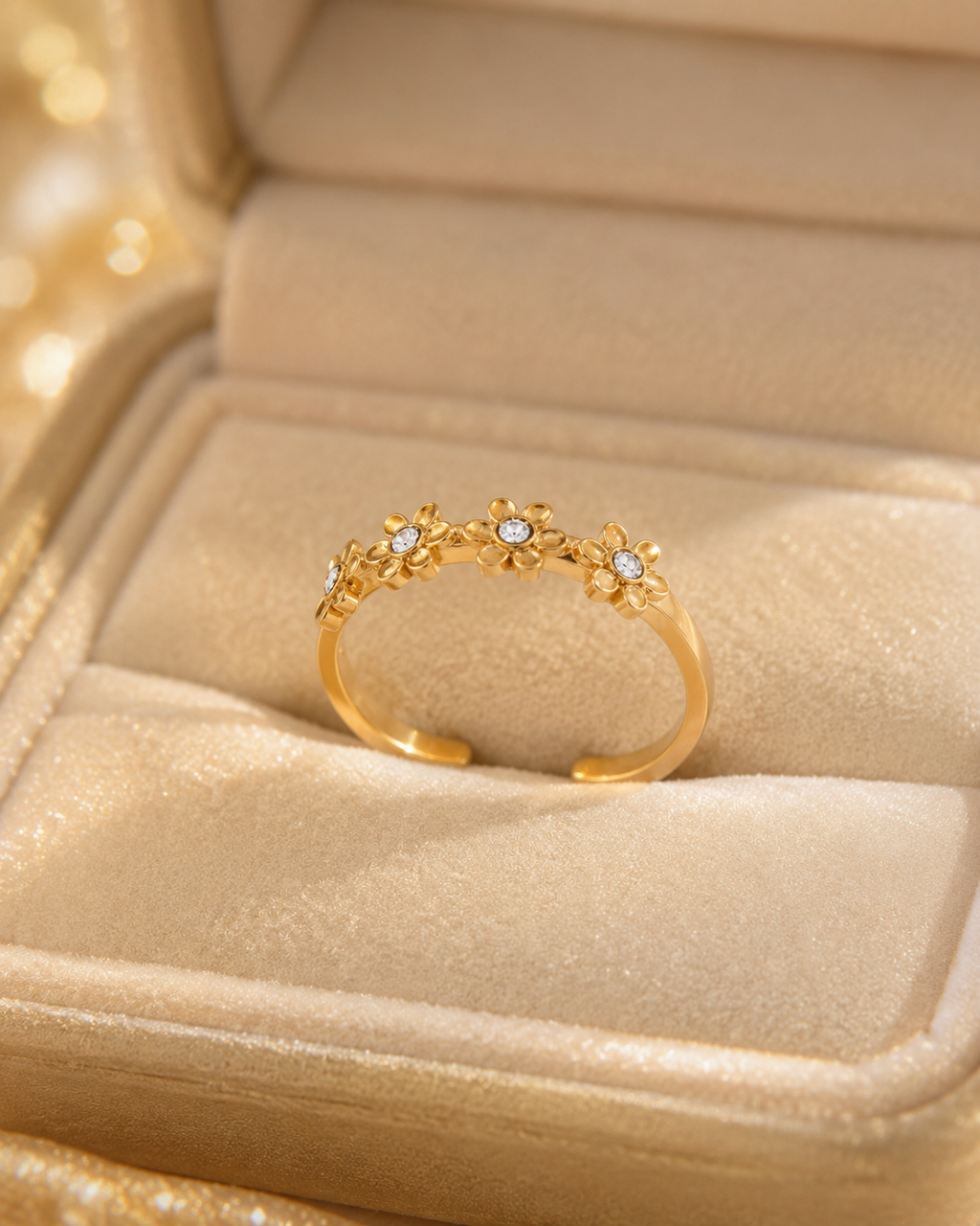 Bague couronne de 4 fleurs