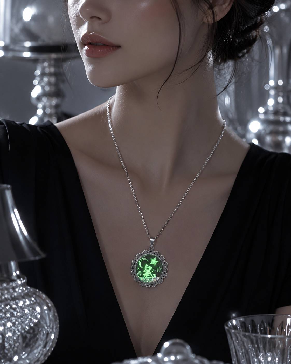 Collier de la fée luna avec grosse perle magique sous la bonne étoile .