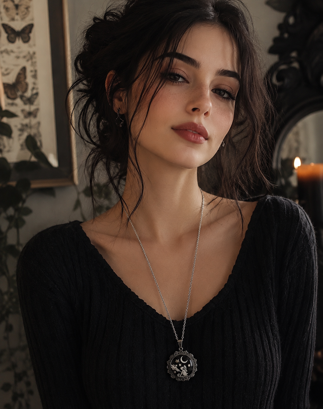 Collier de la fée luna avec tornade sur grosse perle magique