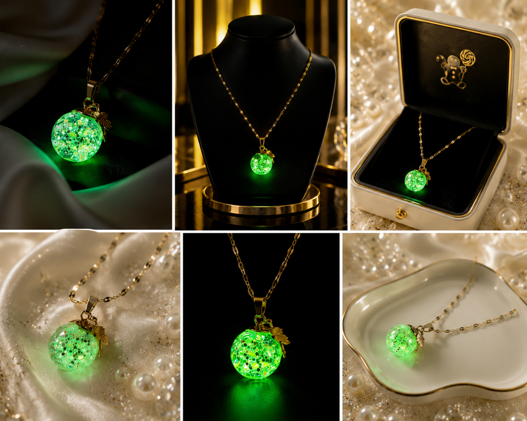 Collier or melon enchanté vert