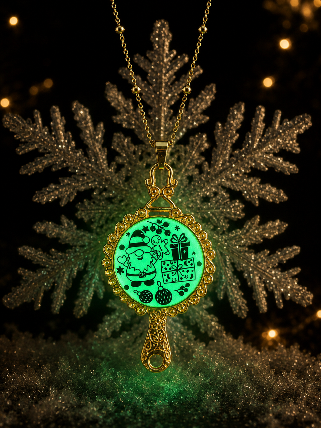 Collier Féerie de Noël Fluorescent – Création Artisanale Plaquée Or 18 Carats