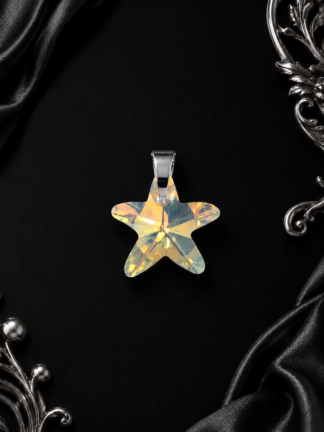 Le collier petite étoile de mer en cristal argenté