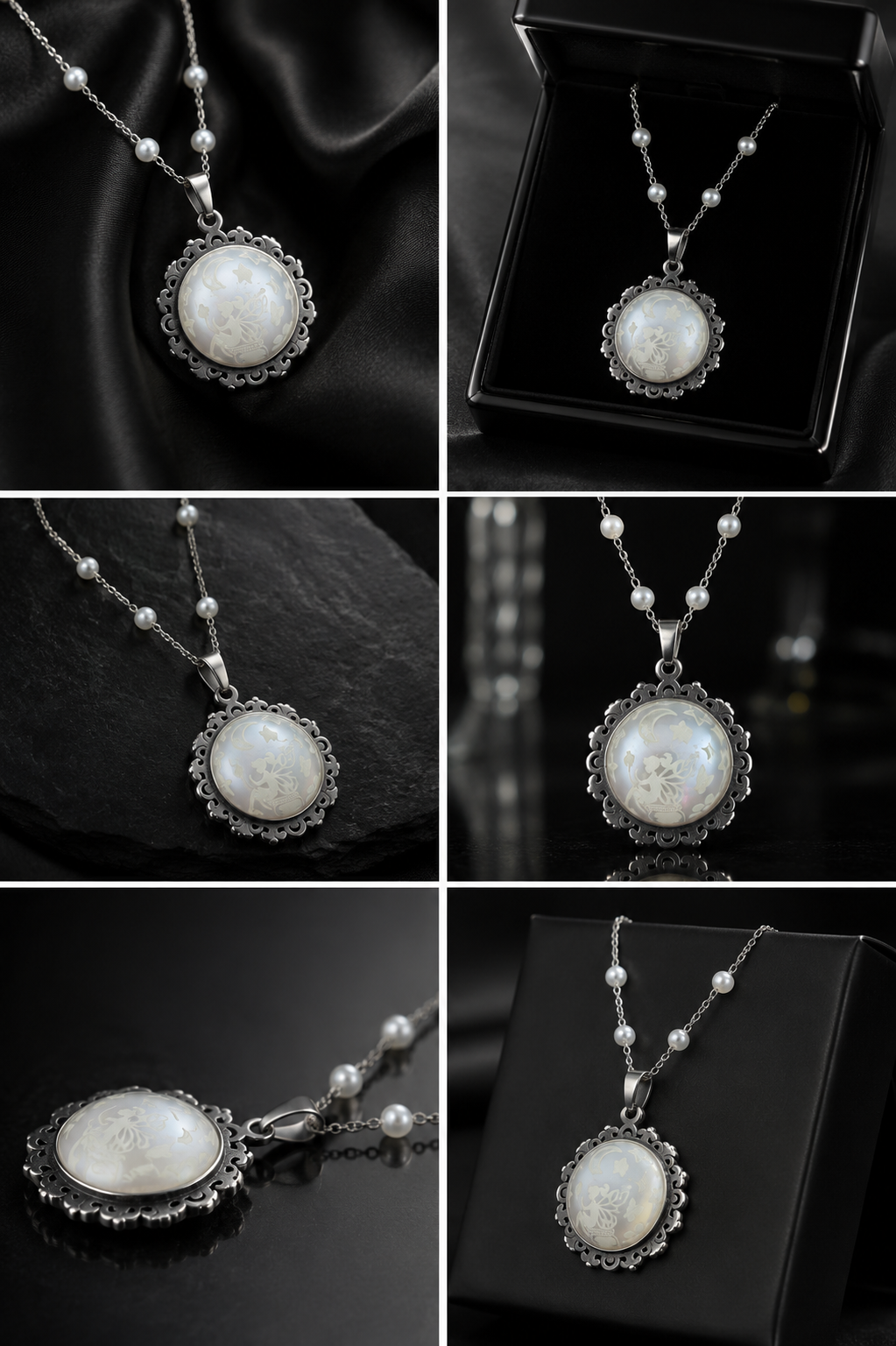 Collier rond à dentelle moyenne perle blanche de la fée penny 2