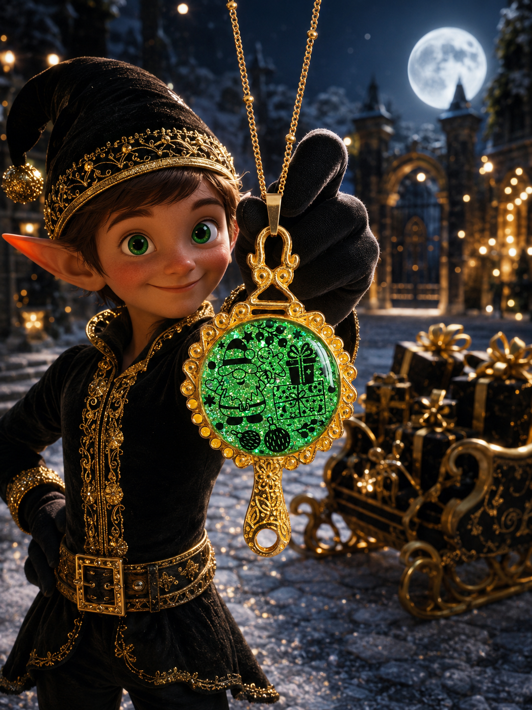 Collier Féerie de Noël Fluorescent – Création Artisanale Plaquée Or 18 Carats