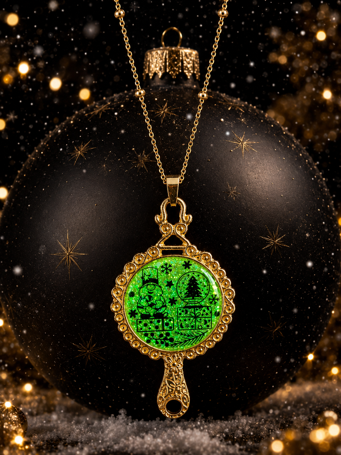 Collier La Magie de Noël Fluorescent – Création Artisanale Plaquée Or 18 Carats