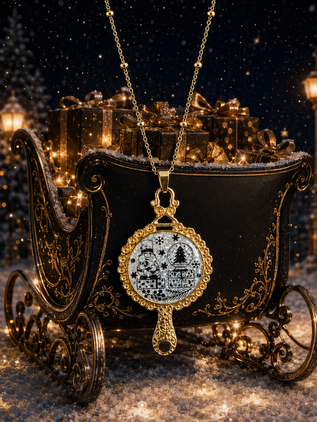 Collier La Magie de Noël Fluorescent – Création Artisanale Plaquée Or 18 Carats