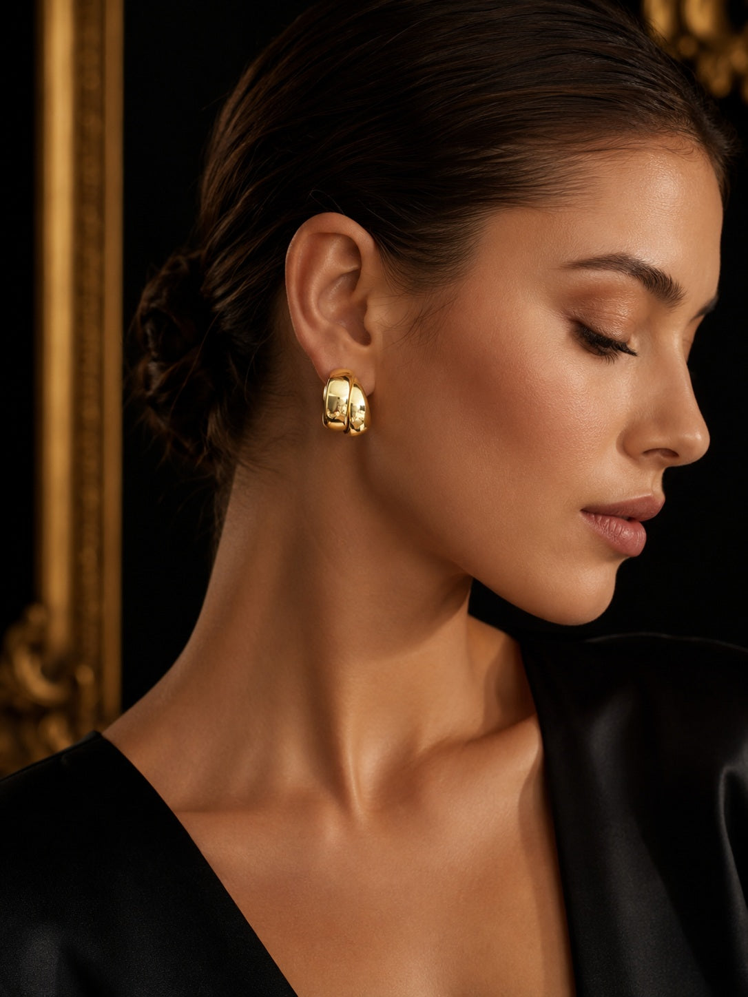 Boucles d’oreilles dorées double anneau – Chic moderne
