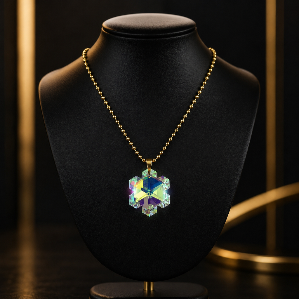 Le collier gros flocon de neige en cristal doré