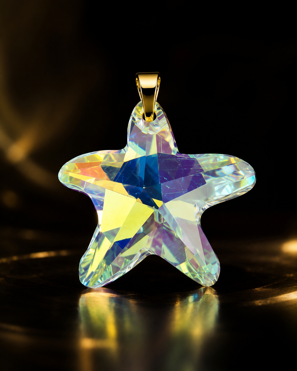 Le collier grosse étoile de mer en cristal doré
