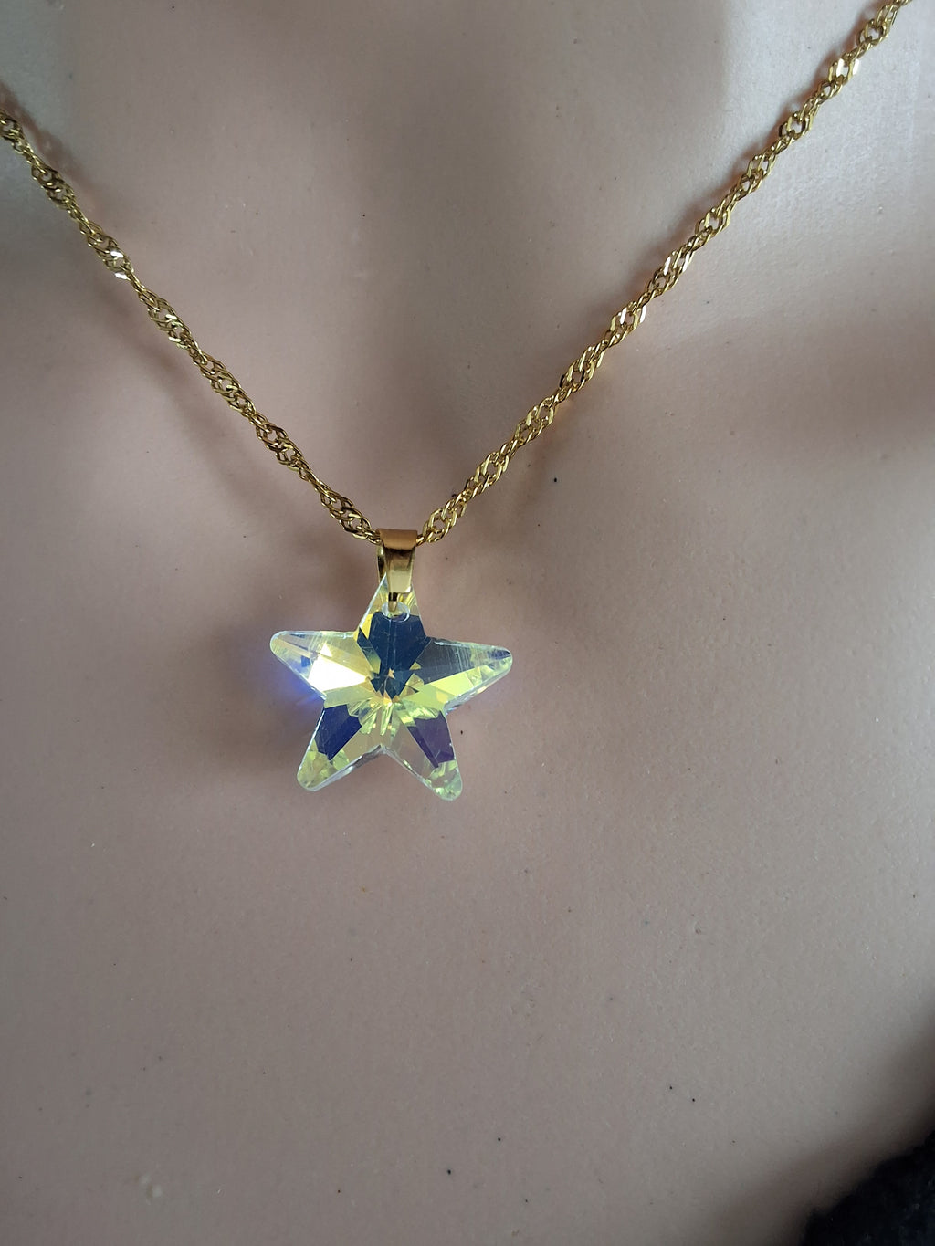 Collier étoile en cristal or