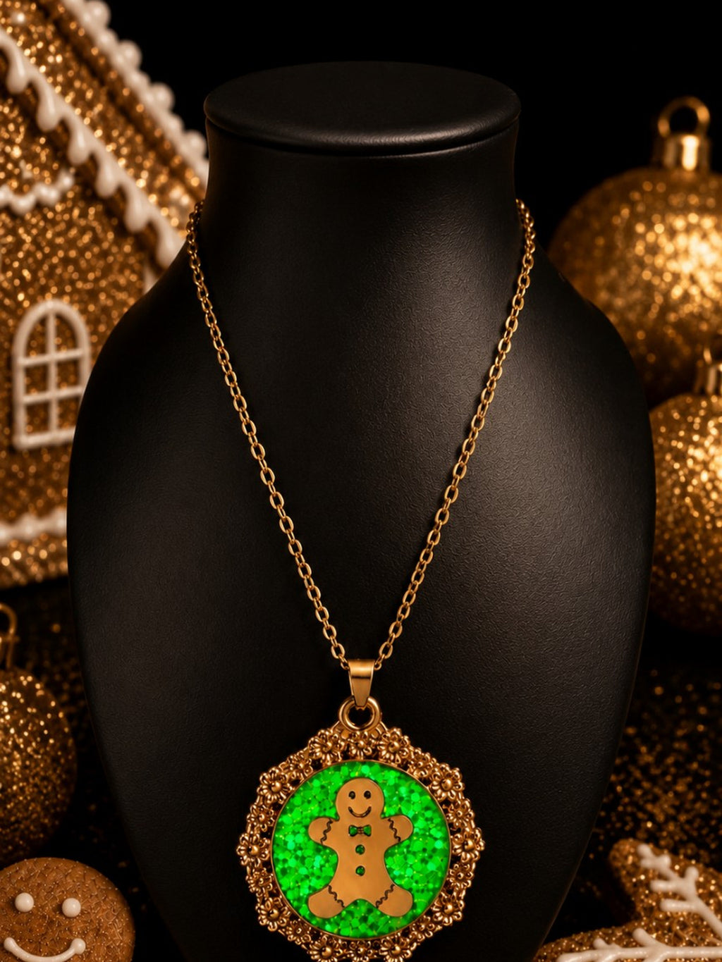 Collier petit biscuit fluorescent enchanté