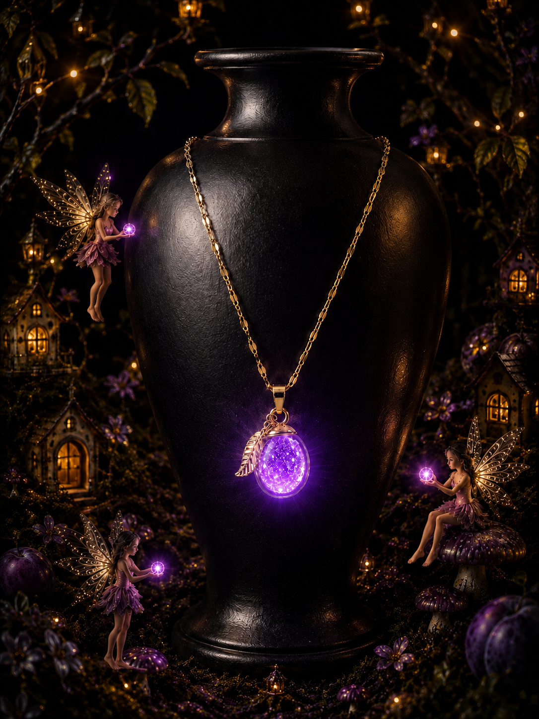 Collier Prune Violette — Nuit Enchantée