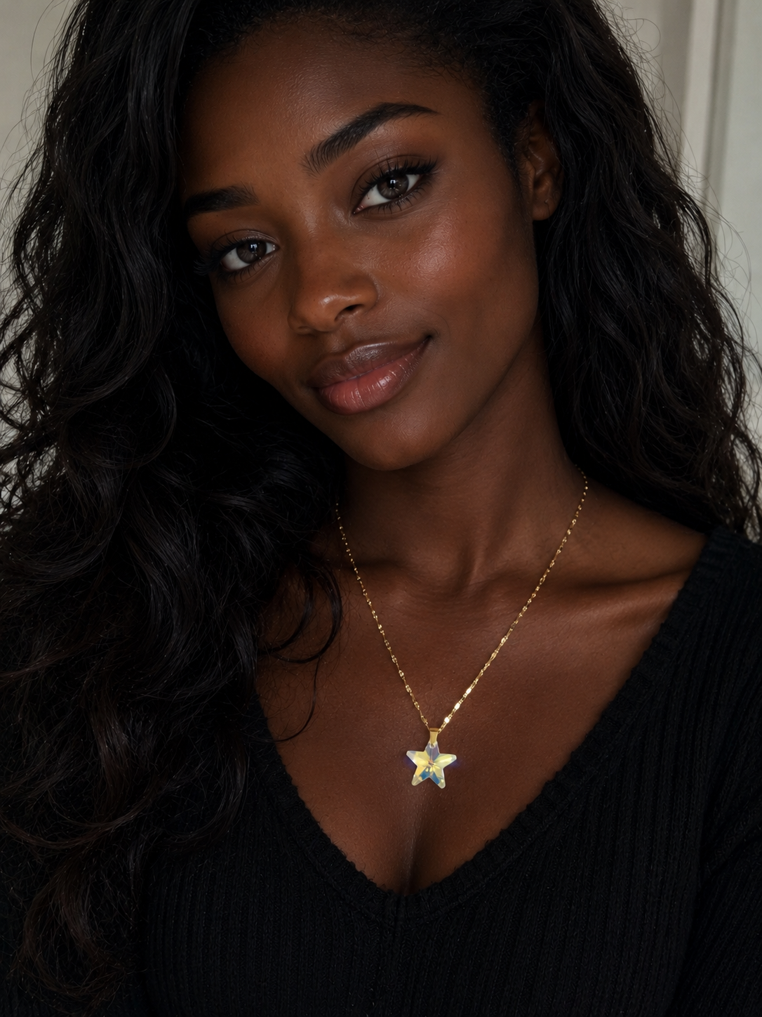 Collier étoile en cristal or 2