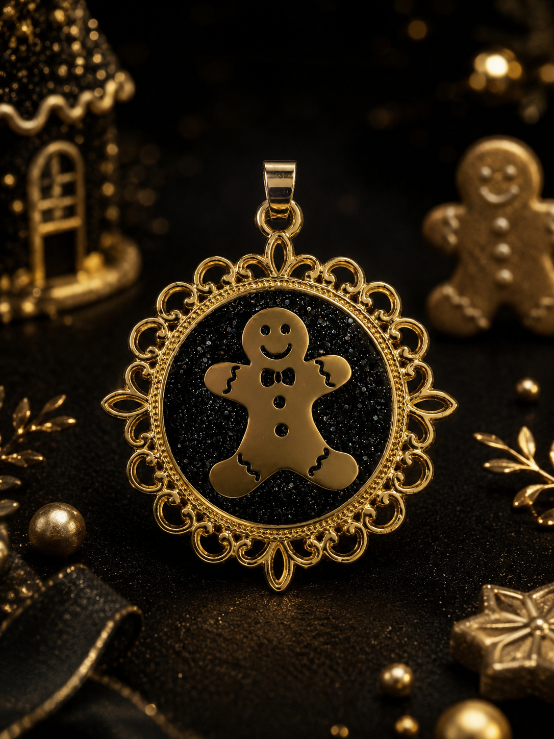 Collier Petit Biscuit thermochromique doré – Lumière