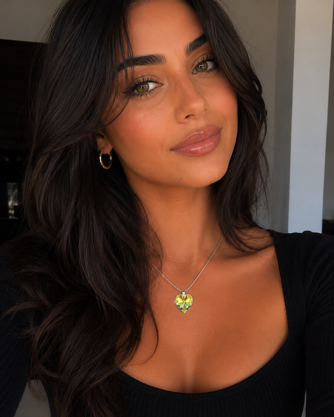 Collier petit cœur en cristal argent
