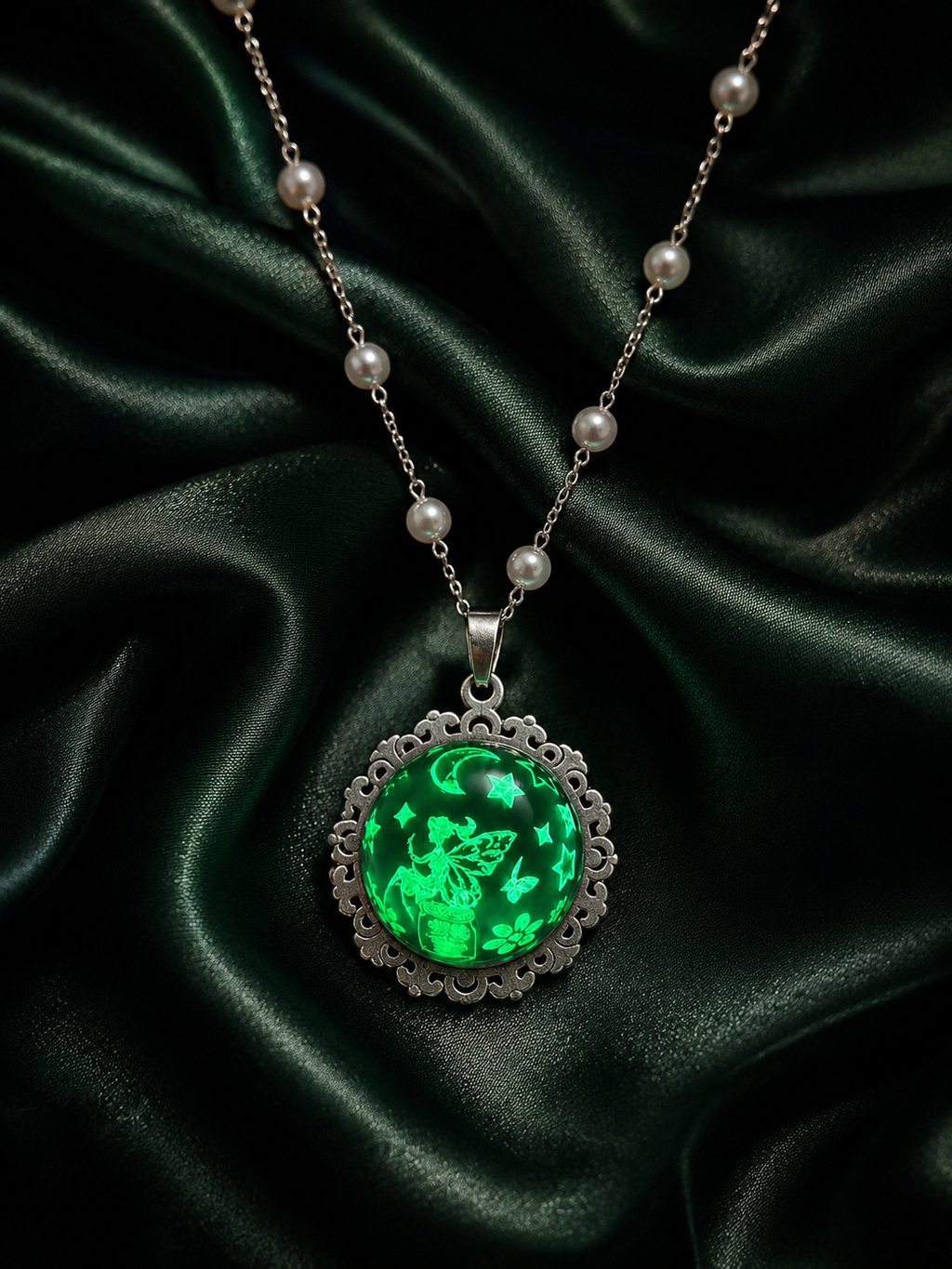 Collier rond à dentelle moyenne perle blanche de la fée penny 2