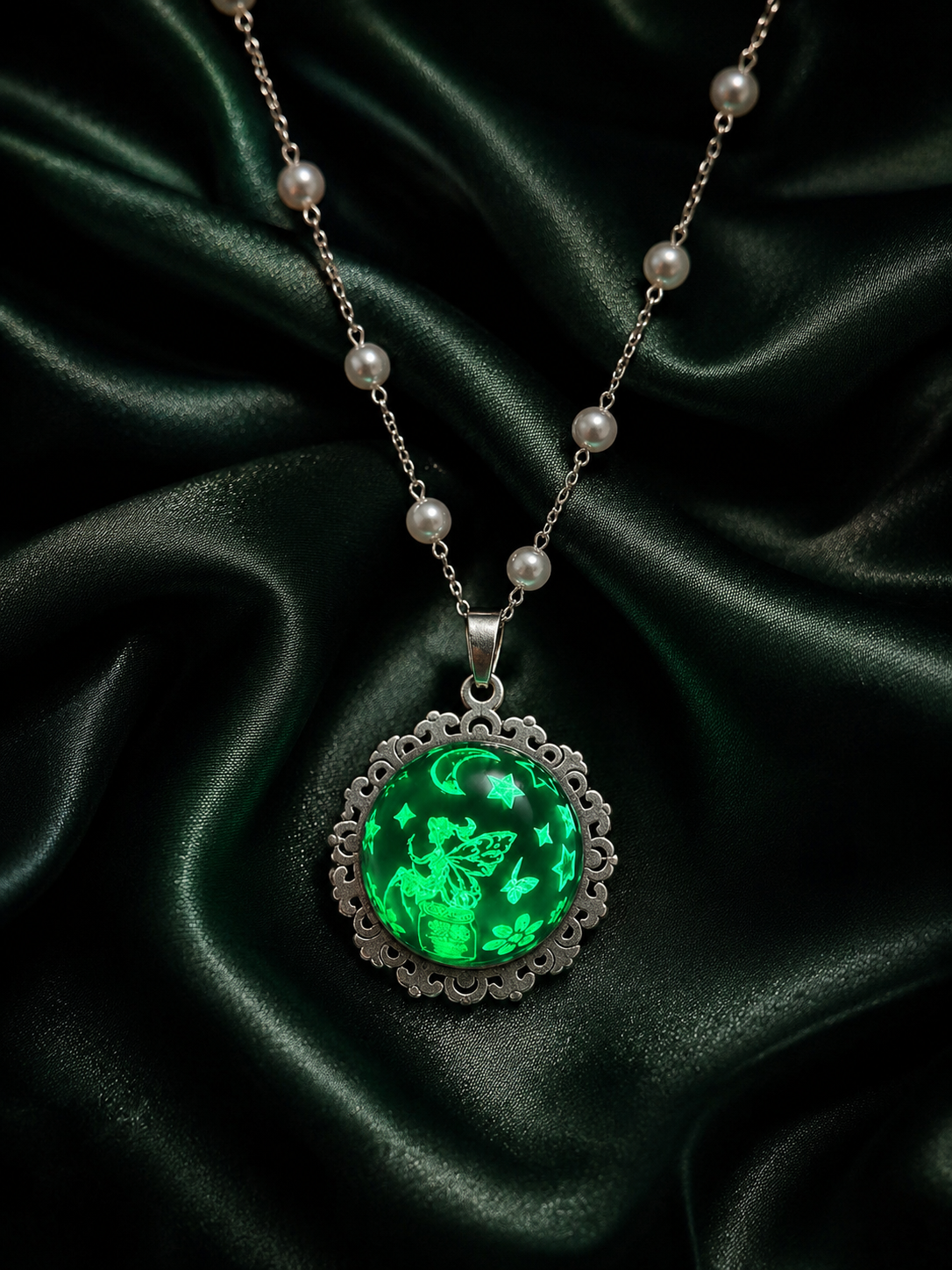 Collier rond à dentelle moyenne perle blanche de la fée penny 2