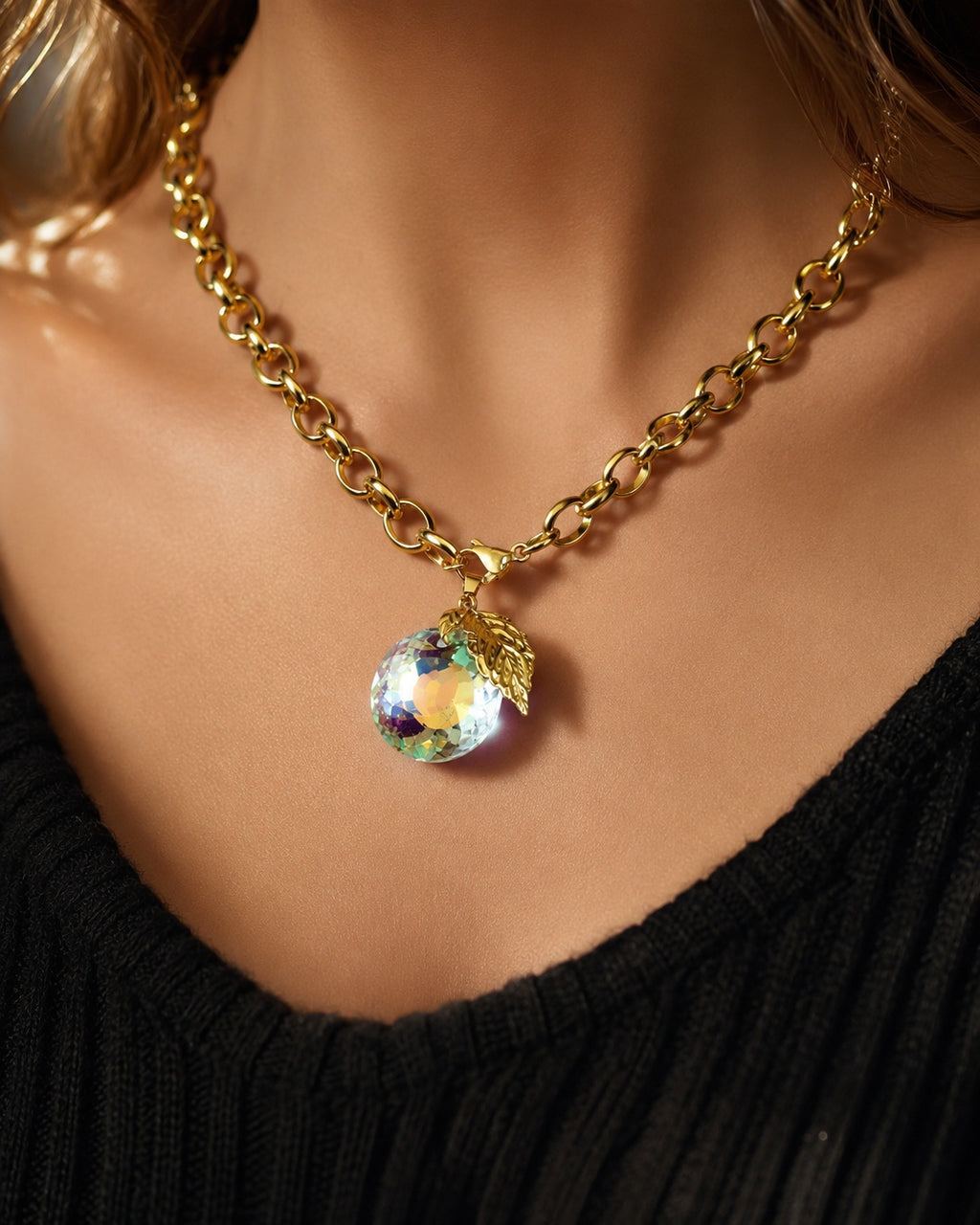 Collier orange en cristal