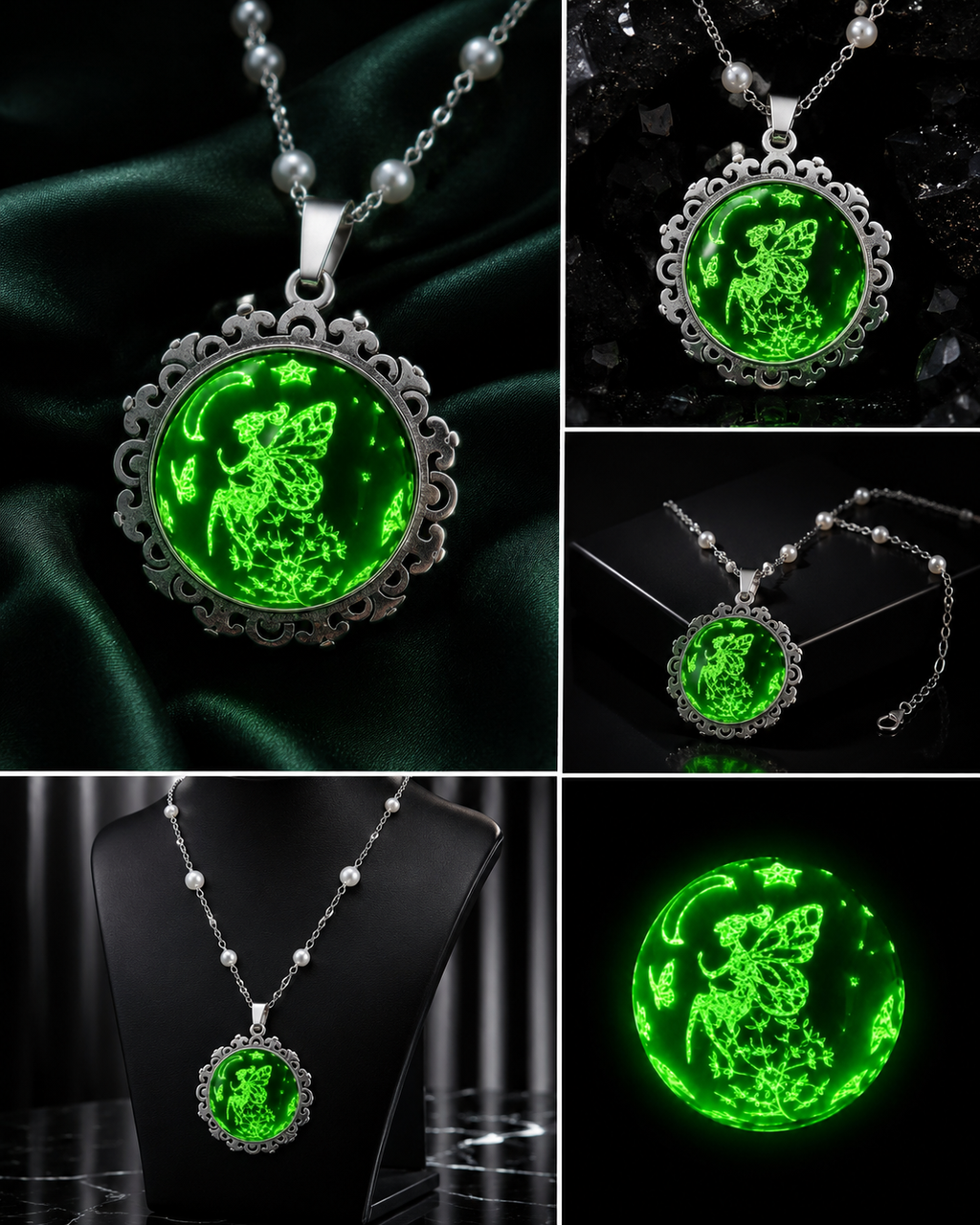 Collier rond à dentelle moyenne perle blanche de la fée penny 1
