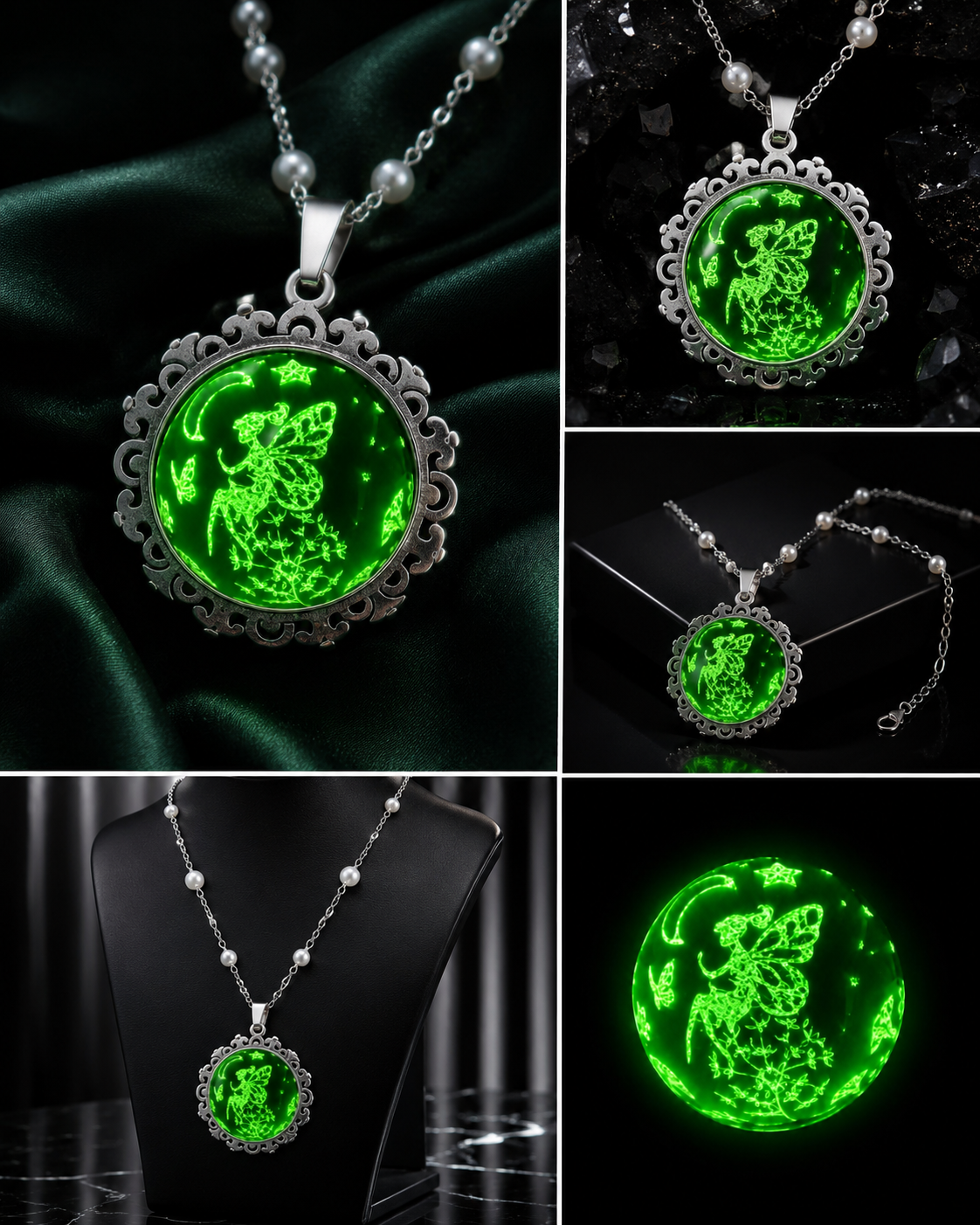 Collier rond à dentelle moyenne perle blanche de la fée penny 1