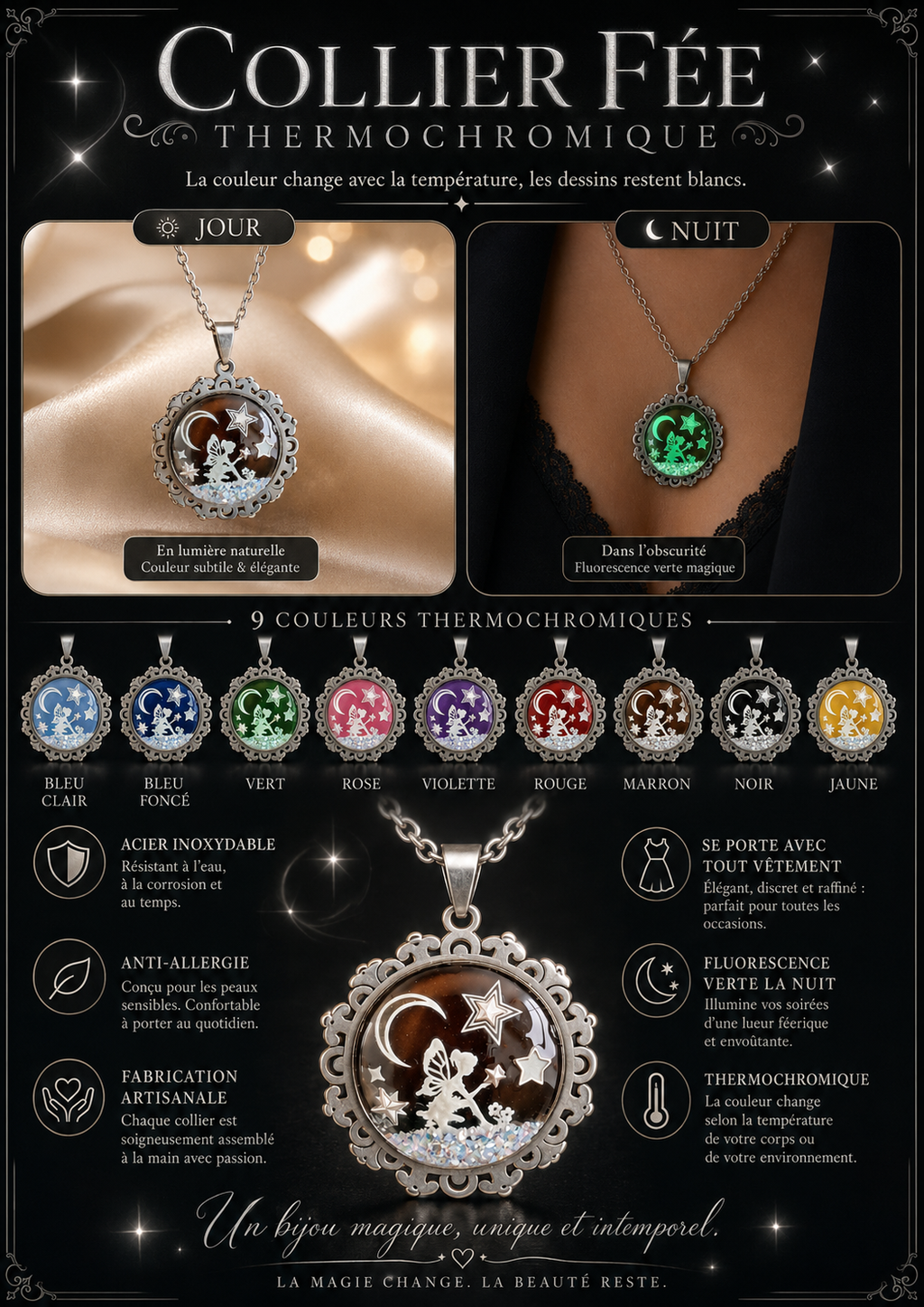 Collier de la fée luna avec grosse perle magique sous la bonne étoile .