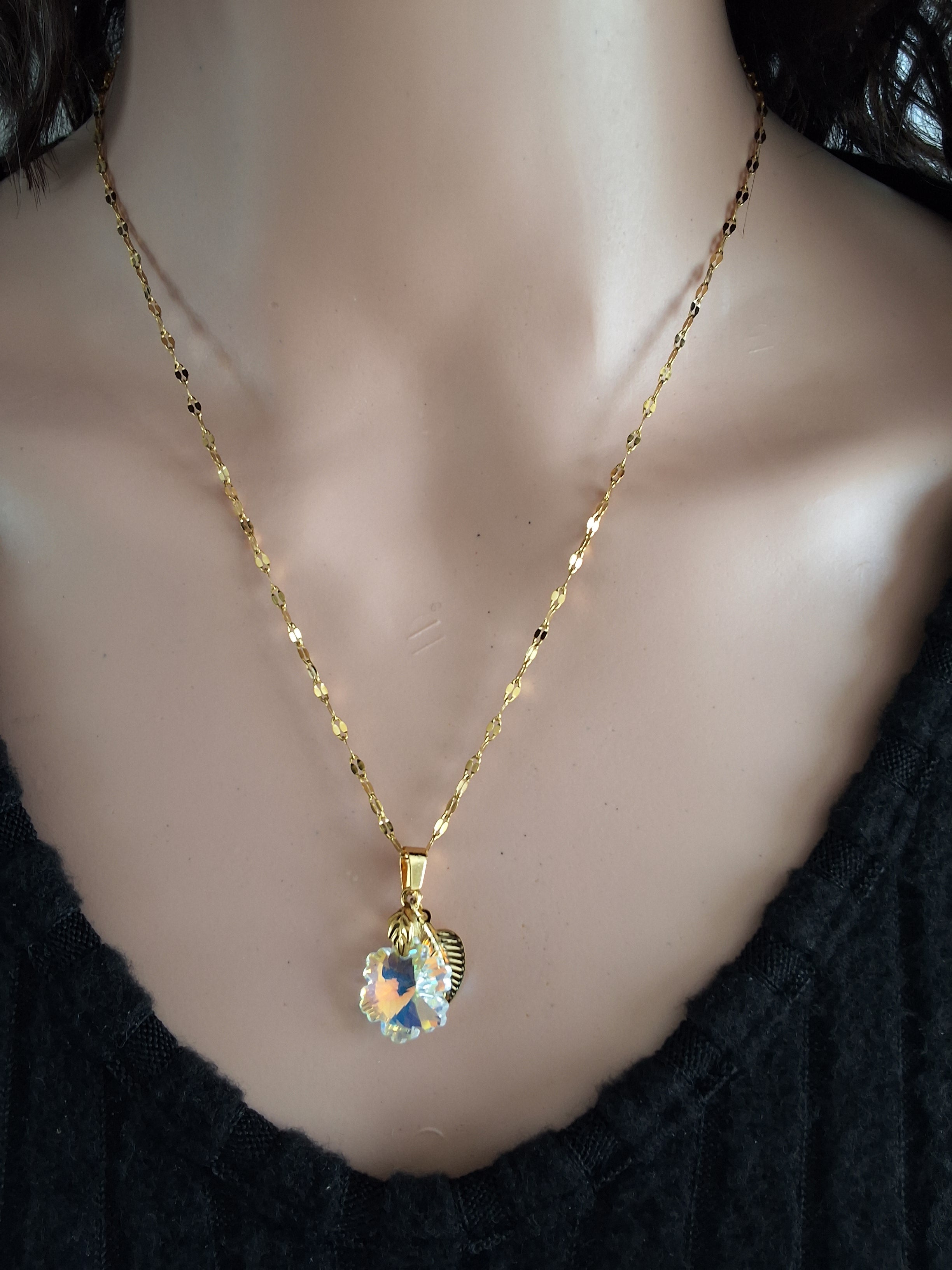 Collier fleur pissenlit en cristal or