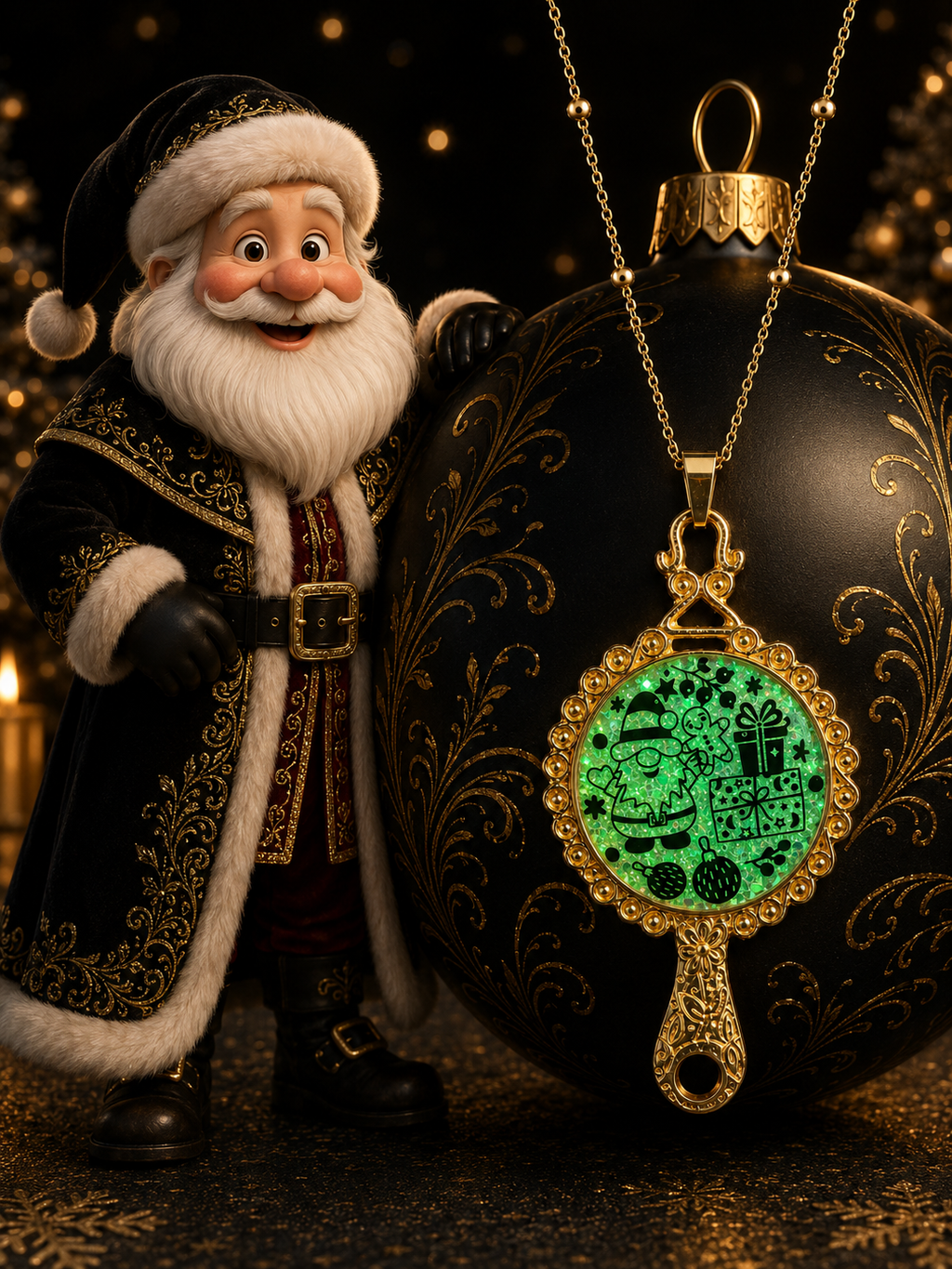 Collier Féerie de Noël Fluorescent – Création Artisanale Plaquée Or 18 Carats