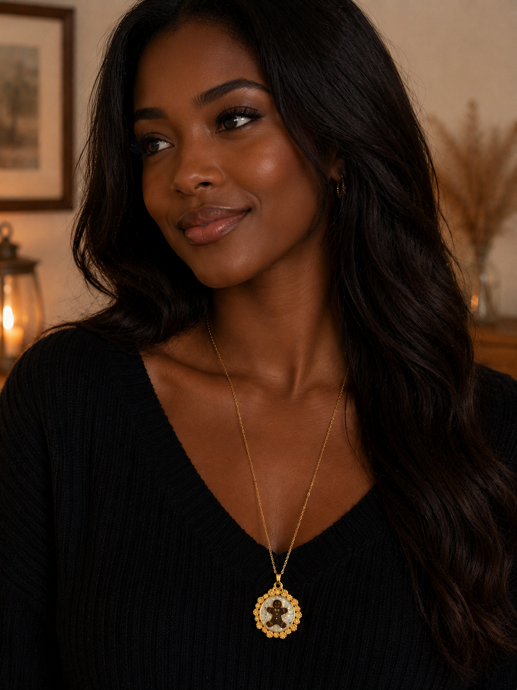 Collier petit biscuit fluorescent version longue